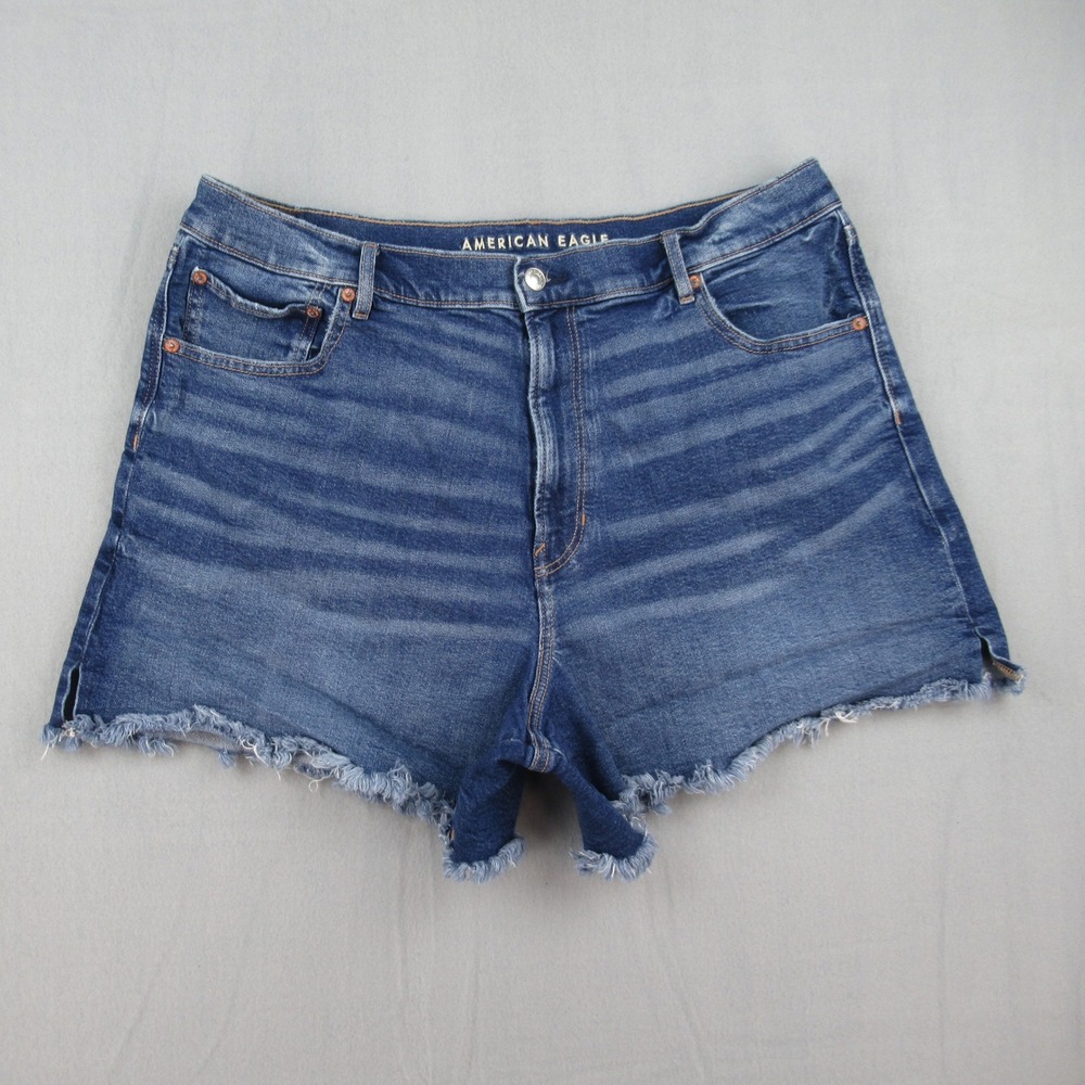 American Eagle 90s Boyfriend Shorts Womens 20 Blue Denim Highest Rise Cut Off
